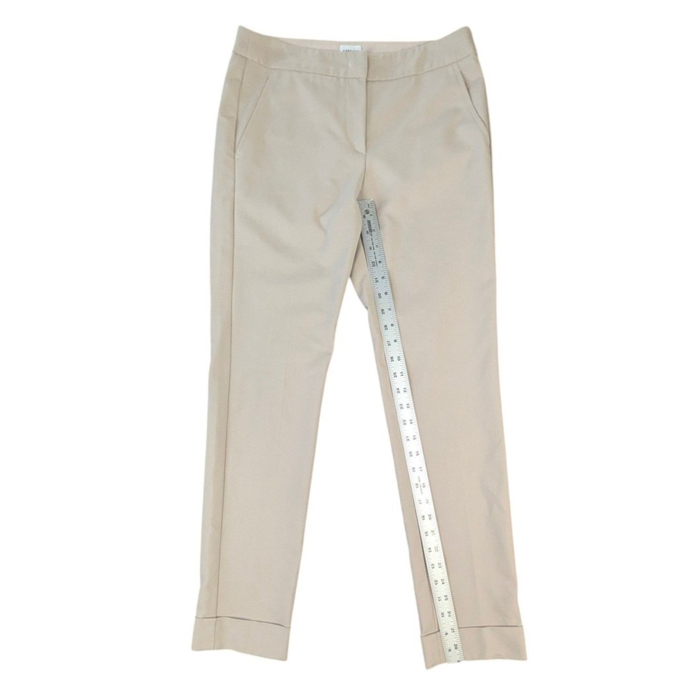 Armani Collezioni Womens Beige Slim Cuffed Trousers Size 4 Cotton Blend RM004 - Picture 4 of 8